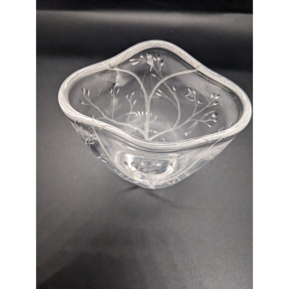 Vicke Lindstrand Artist Kosta Boda Signed Numberd Birds Crystal Glass Vase 4.25" - Picture 3 of 11